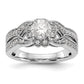 14K White Gold Simulated Diamond Halo Engagement Ring