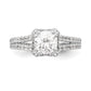 14K White Gold Round Simulated Diamond Halo Engagement Ring