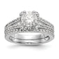 14K White Gold Round Simulated Diamond Halo Engagement Ring