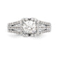 14kw Peg Set Simulated Diamond Halo Engagement Ring