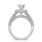 14K White Gold Peg Set Diamond Cushion Halo CZ Engagement Ring