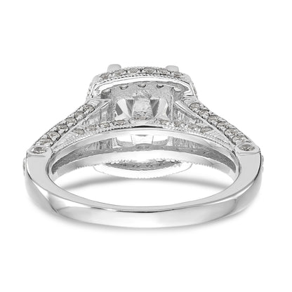 14K White Gold Peg Set Diamond Cushion Halo CZ Engagement Ring