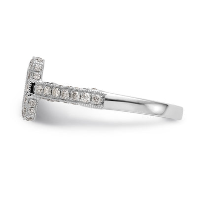 14K White Gold Peg Set Simulated Diamond Cushion HaloEngagement Ring