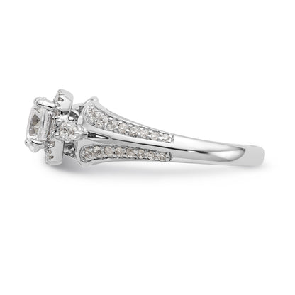 14K White Gold Simulated Diamond Cushion HaloEngagement Ring