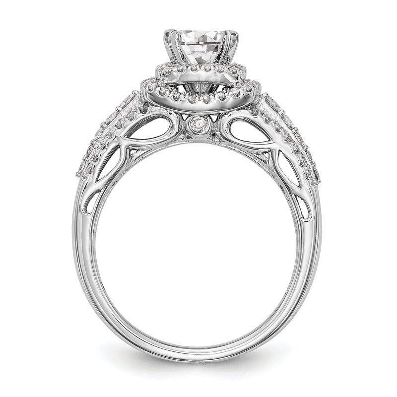 14kw Peg Set Simulated Diamond Double Cushion Halo Engagement Ring