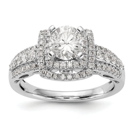 14kw Peg Set Simulated Diamond Double Cushion Halo Engagement Ring