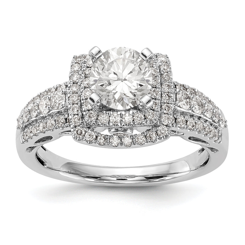 14kw Peg Set Simulated Diamond Double Cushion Halo Engagement Ring