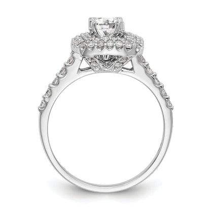 14K White Gold Simulated Diamond Double Cushion HaloEngagement Ring