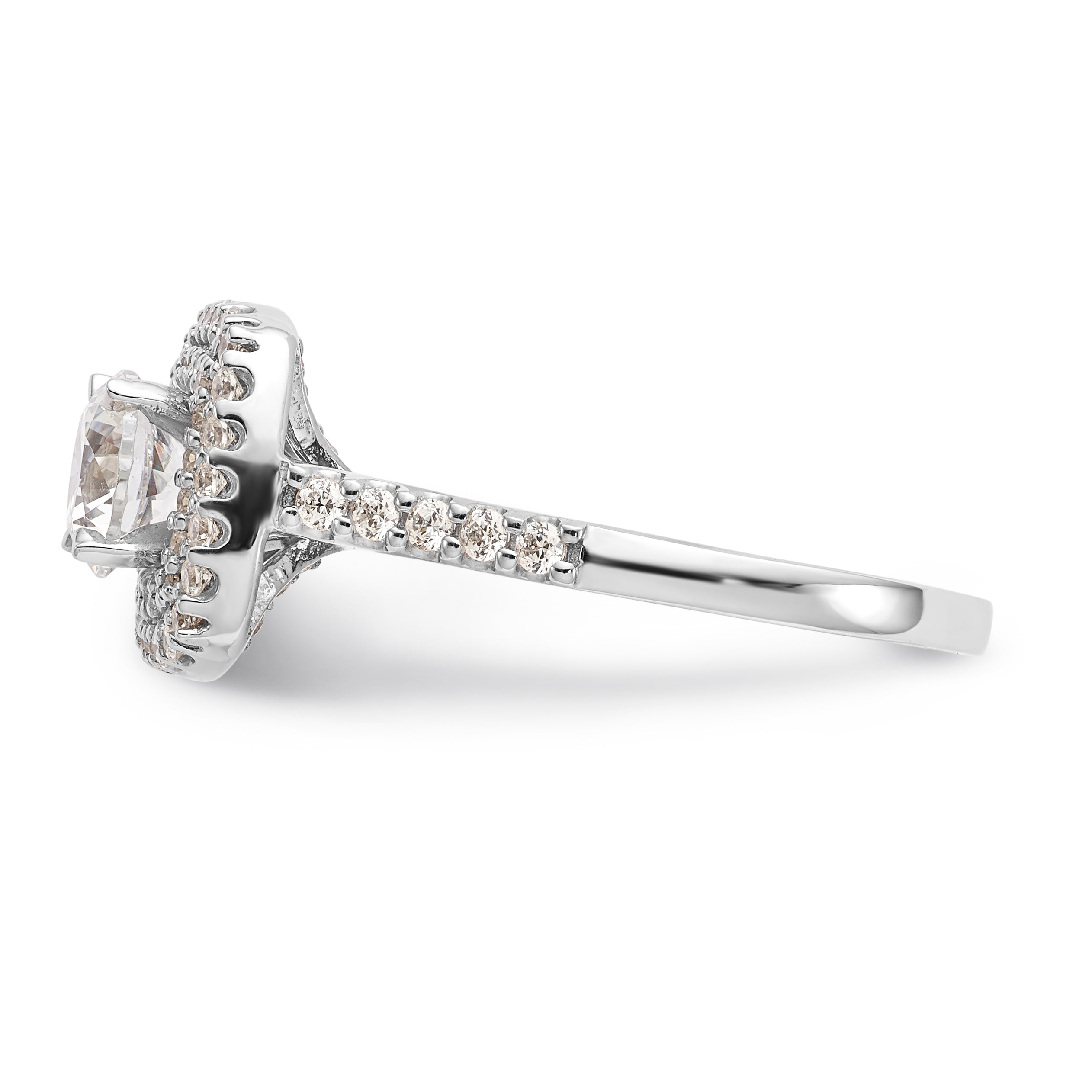 14K White Gold Simulated Diamond Double Cushion HaloEngagement Ring