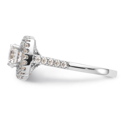 14K White Gold Simulated Diamond Double Cushion HaloEngagement Ring