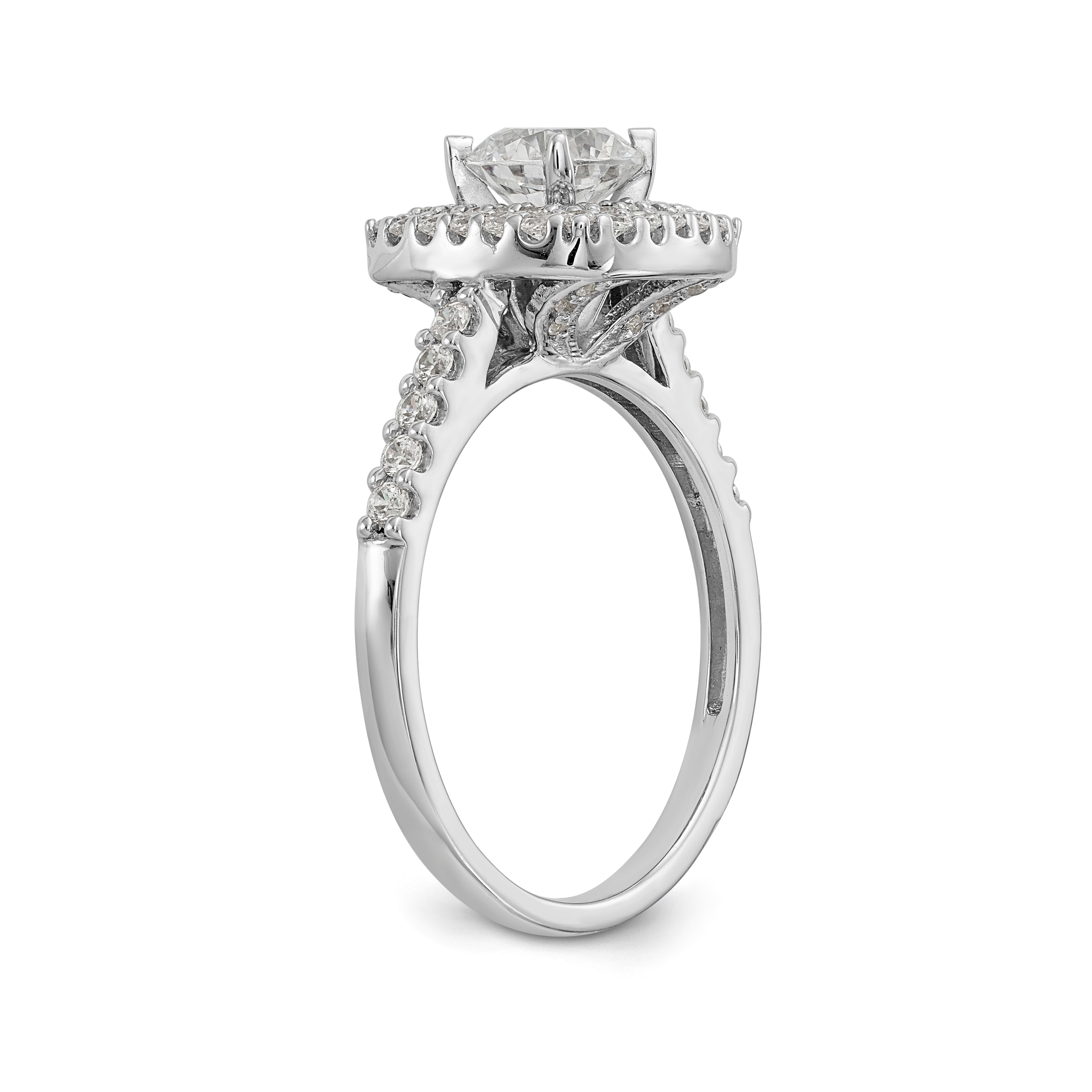 14K White Gold Simulated Diamond Double Cushion HaloEngagement Ring