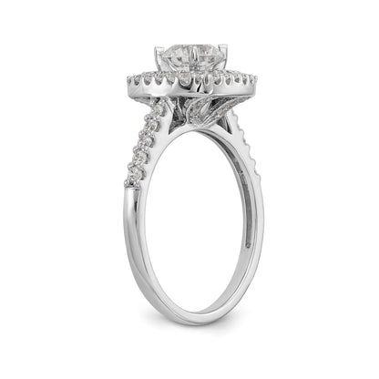 14K White Gold Simulated Diamond Double Cushion HaloEngagement Ring