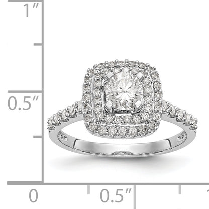 14K White Gold Simulated Diamond Double Cushion HaloEngagement Ring