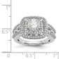 14K White Gold Simulated Diamond Double Cushion HaloEngagement Ring