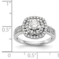 14k Peg Set Simulated Diamond Double Cushion Halo Engagement Ring