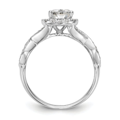 14K White Gold Simulated Diamond Halo Engagement Ring