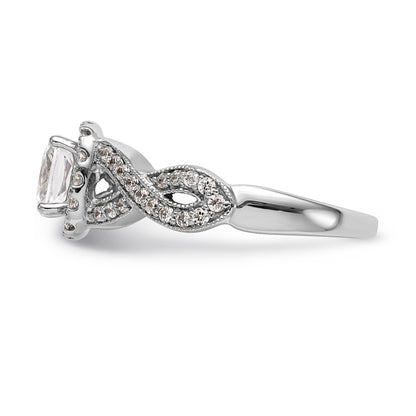 14K White Gold Simulated Diamond Halo Engagement Ring