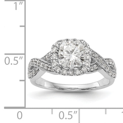 14K White Gold Simulated Diamond Halo Engagement Ring