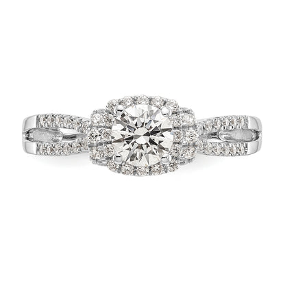 14K White Gold Simulated Diamond Halo Engagement Ring
