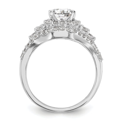 14kw Peg Set Simulated Diamond Halo Engagement Ring