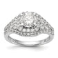14kw Peg Set Simulated Diamond Halo Engagement Ring