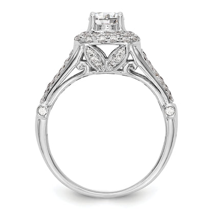 14K White Gold Simulated Diamond Halo Engagement Ring