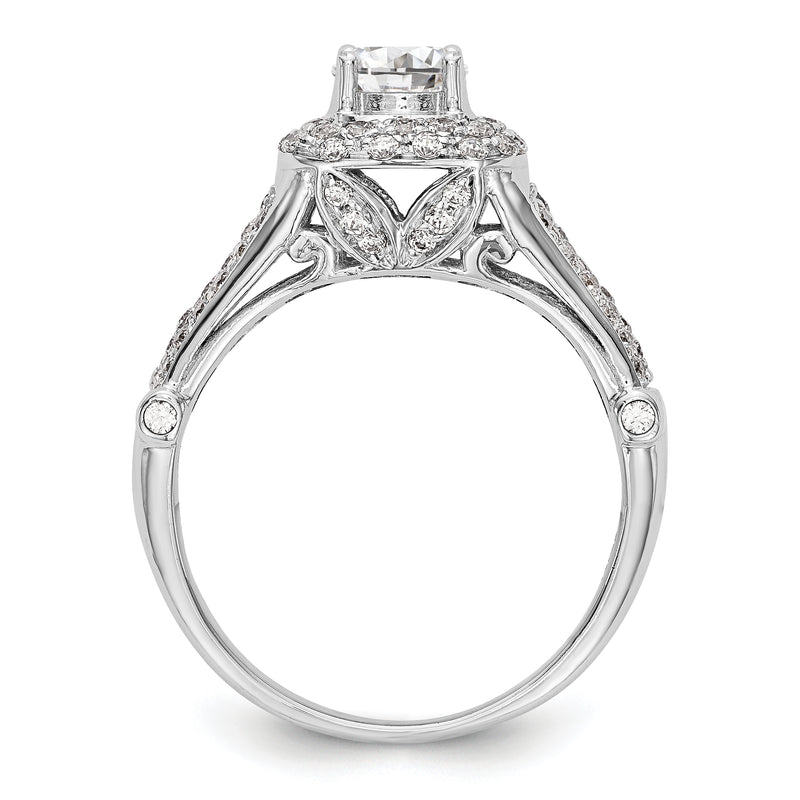 14K White Gold Simulated Diamond Halo Engagement Ring