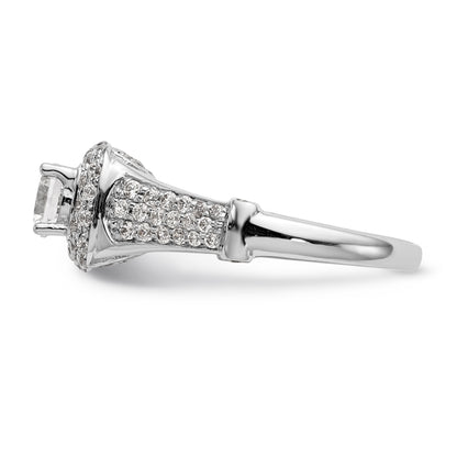 14K White Gold Simulated Diamond Halo Engagement Ring