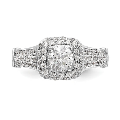 14K White Gold Simulated Diamond Halo Engagement Ring