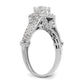 14K White Gold Simulated Diamond Halo Engagement Ring