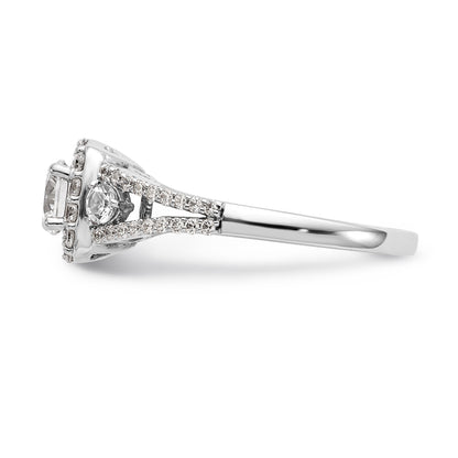 14K White Gold Simulated Diamond Cushion Halo Engagement Ring