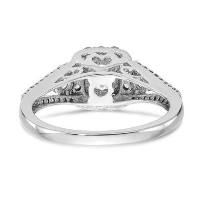 14K White Gold Simulated Diamond Cushion Halo Engagement Ring