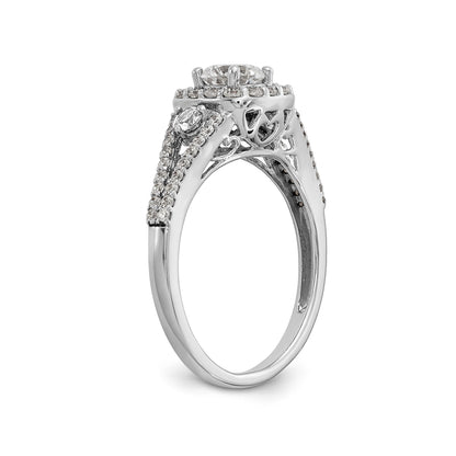 14K White Gold Simulated Diamond Cushion Halo Engagement Ring