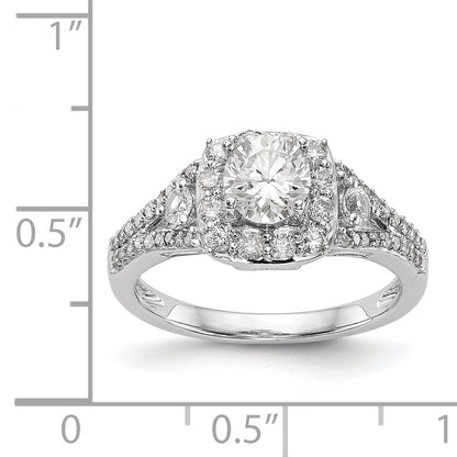 14K White Gold Simulated Diamond Cushion Halo Engagement Ring