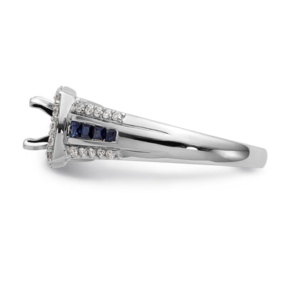 14kw Peg Set Diamond and Sapphire CZ Cushion Halo Engagement Ring
