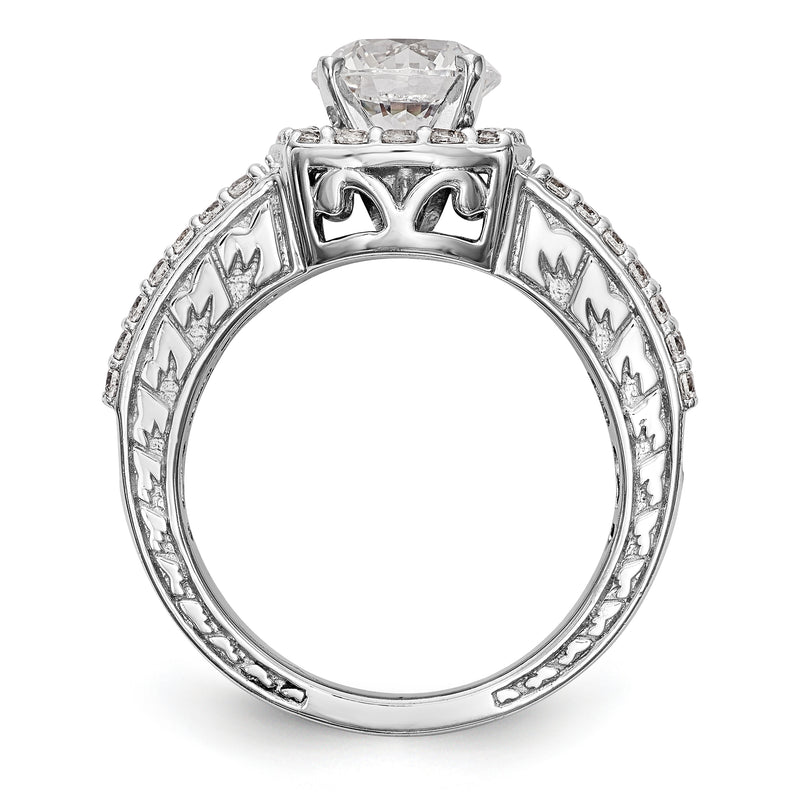 14kw Peg Set Simulated Diamond Cushion Halo Engagement Ring