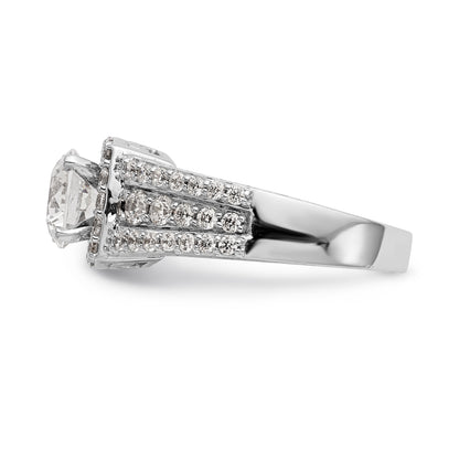 14kw Peg Set Simulated Diamond Cushion Halo Engagement Ring