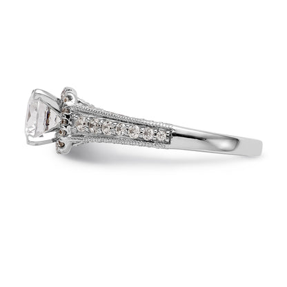 14kw Peg Set Simulated Diamond Fancy Halo Engagement Ring