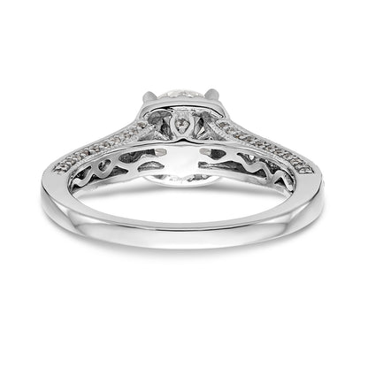 14kw Peg Set Simulated Diamond Fancy Halo Engagement Ring
