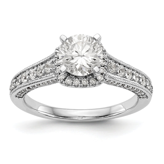 14kw Peg Set Simulated Diamond Fancy Halo Engagement Ring