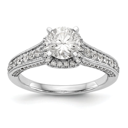 14kw Peg Set Simulated Diamond Fancy Halo Engagement Ring