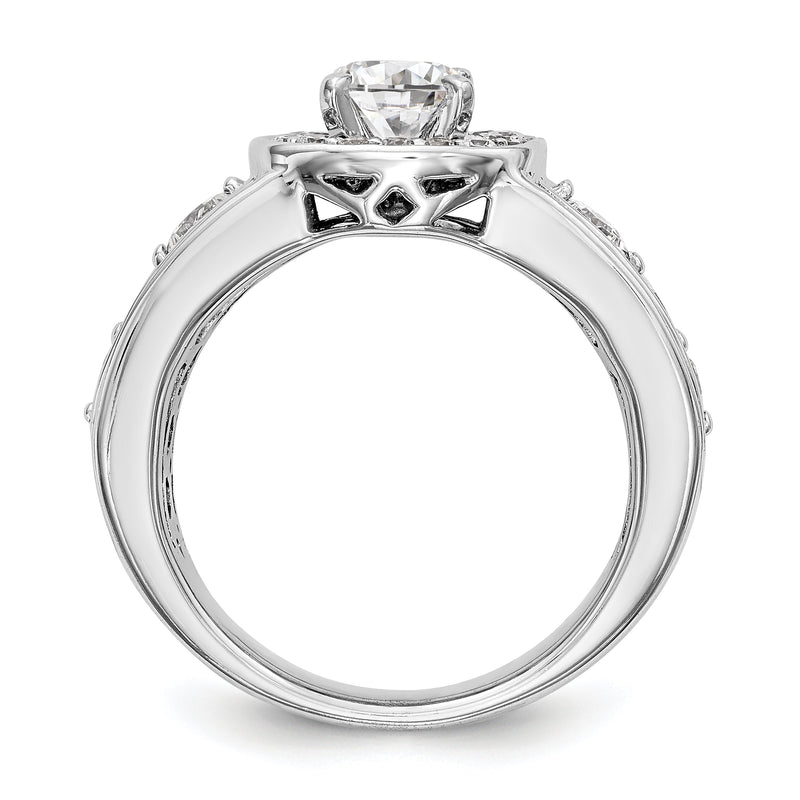 14kw Peg Set Simulated Diamond Fancy Halo Engagement Ring