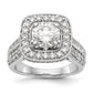 14kw Peg Set Simulated Diamond Cushion Halo Engagement Ring