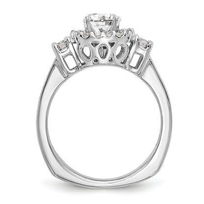 14kw Peg Set Simulated Diamond Fancy Halo Engagement Ring