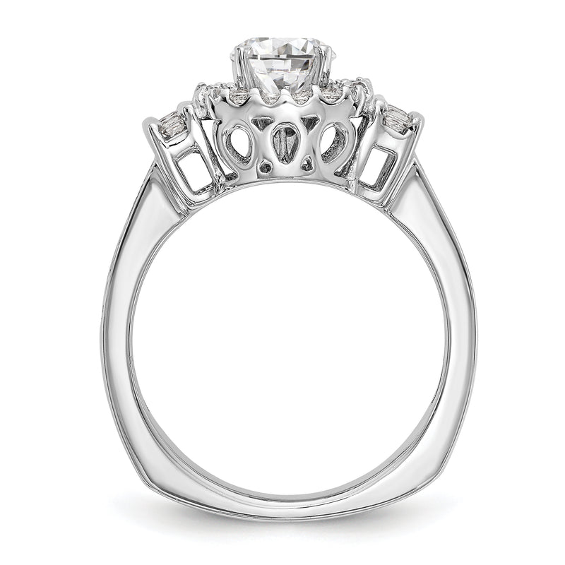 14kw Peg Set Simulated Diamond Fancy Halo Engagement Ring