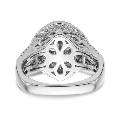 14kw Peg Set Simulated Diamond Fancy Double Halo Engagement Ring