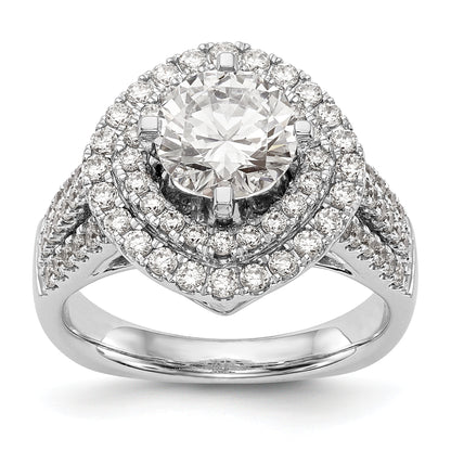 14kw Peg Set Simulated Diamond Fancy Double Halo Engagement Ring