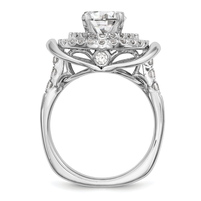 14kw Peg Set Simulated Diamond Fancy Double Halo Engagement Ring