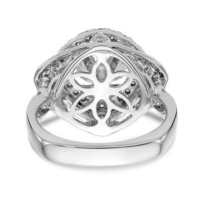14kw Peg Set Simulated Diamond Fancy Double Halo Engagement Ring