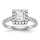 14K White Gold Diamond Princess CZ Square Halo Engagement Ring